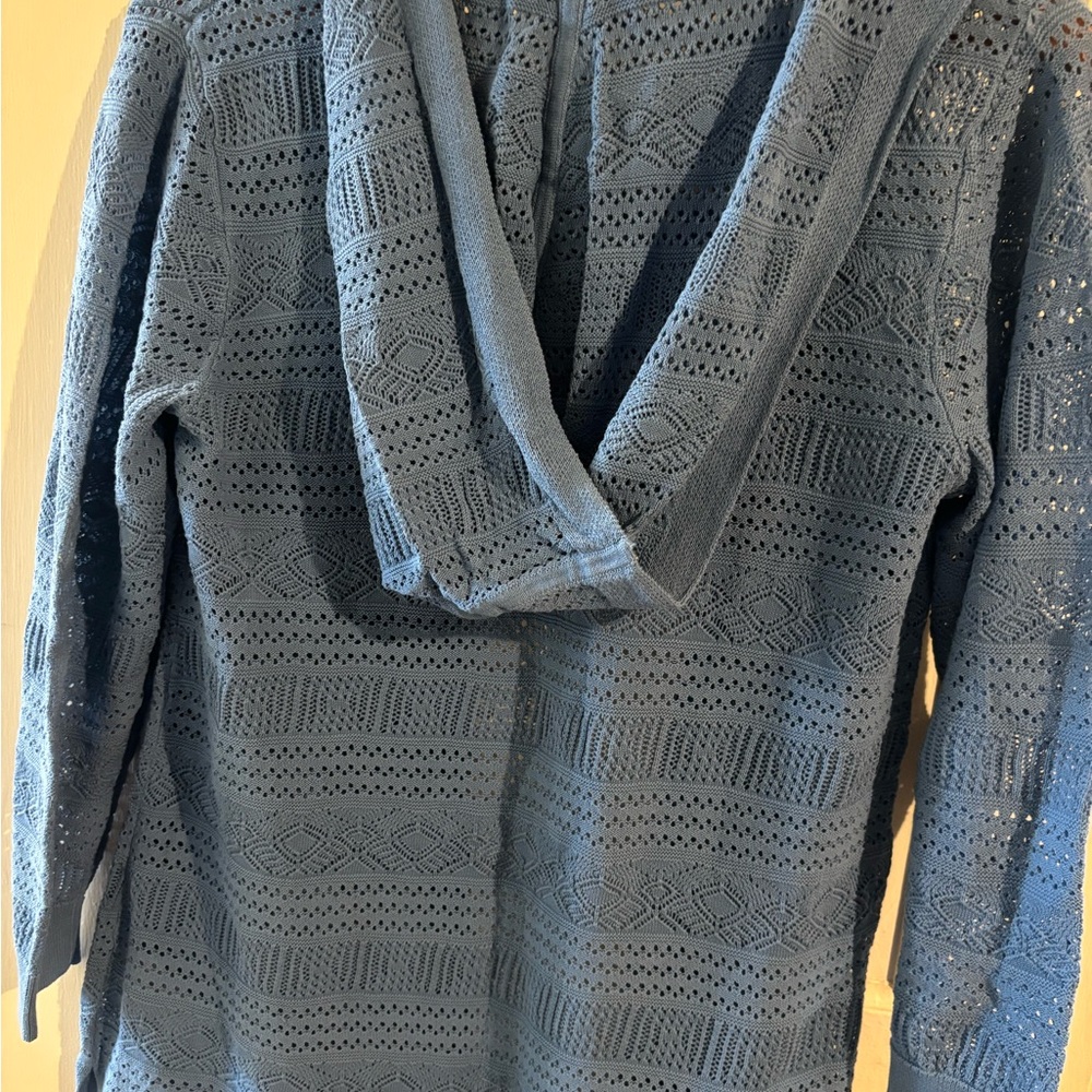 Joan Rivers Blue Textured Open-Front Cardigan - Picture 3 of 3